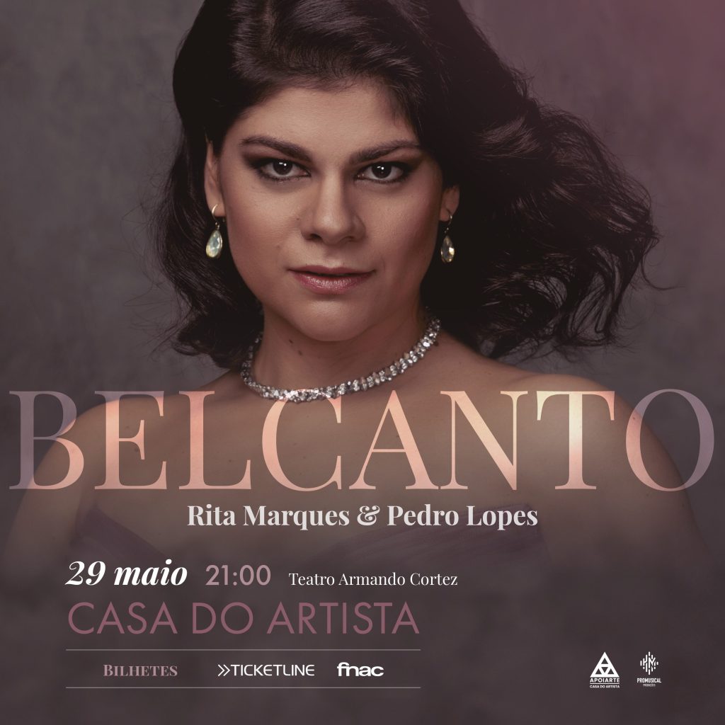 Imagem do Cartaz do Esperaculo BELCANTO de Rita Marques sopranho a acontecer no Teatro Armando Cortez no dia 29 de maio de 2024